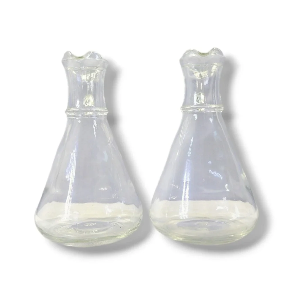Vintage Everlast Clear Glass Oil and‎ Vinegar Cruet No Toppers Set of 2